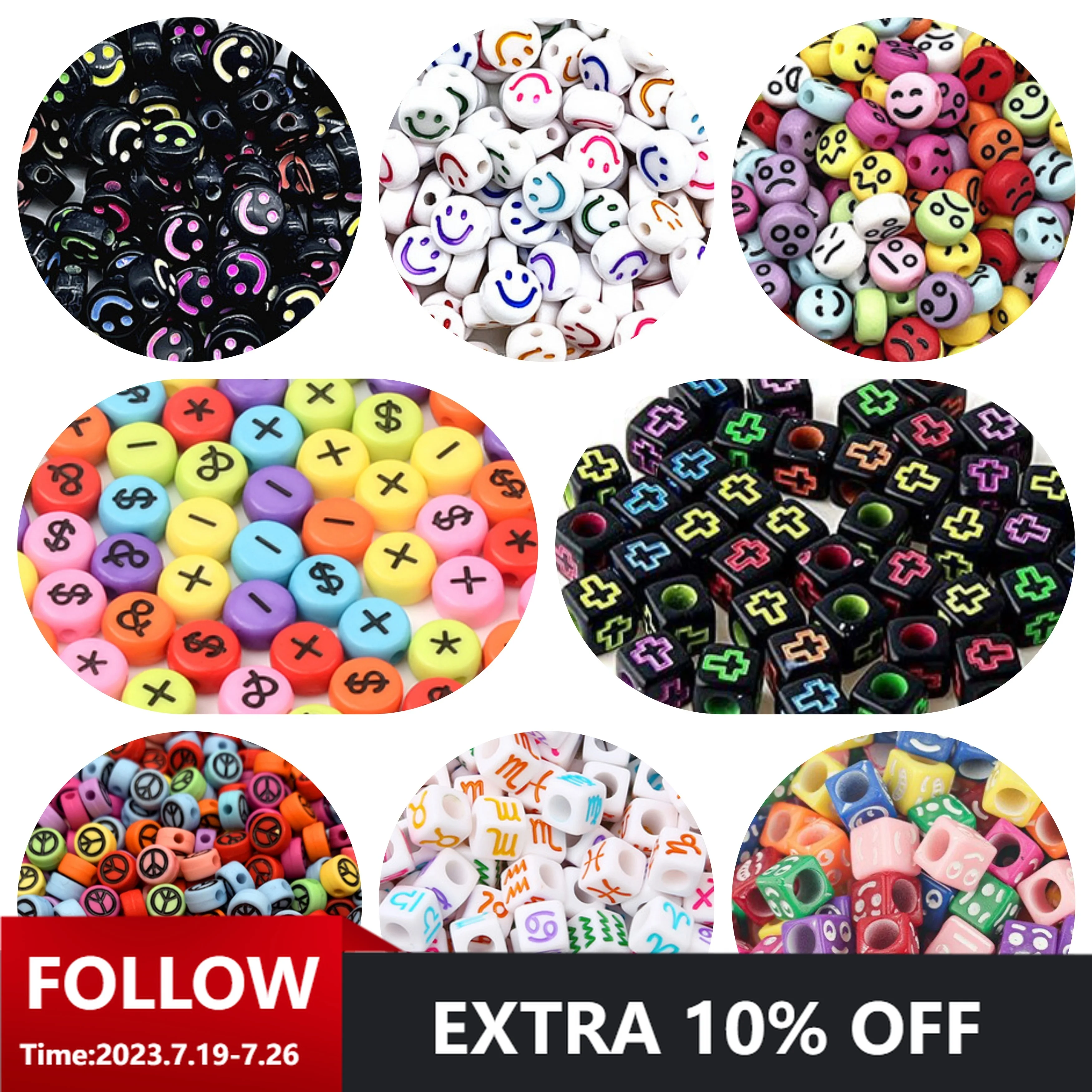 100Pcs/Lot Mixed Acrylic Beads Multicolor Alphabet Smiley Face Loose Spacer Beads For Jewelry Making DIY Bracelet Accessories
100Pcs/Lot Mixed Acrylic Beads Multicolor Alphabet Smiley Face Loose Spacer Beads For Jewelry Making DIY Bracelet Accessories