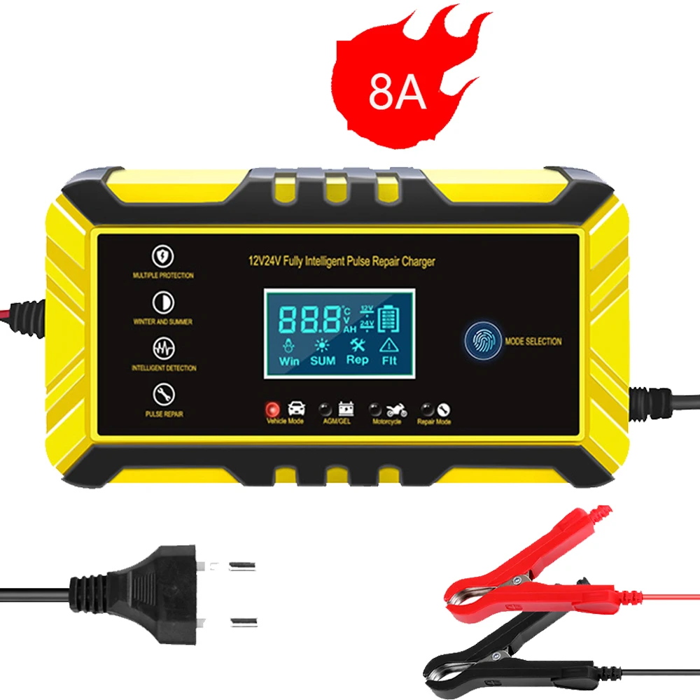 8A 6A Fully Automatic Car Battery Charger 12/24V Pulse Repair LCD Battery Charger For Car Motorcycle Lead Acid Battery Agm Gel
8A 6A Fully Automatic Car Battery Charger 12/24V Pulse Repair LCD Battery Charger For Car Motorcycle Lead Acid Battery Agm Gel