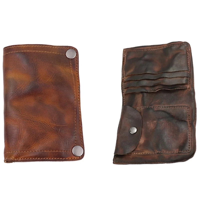 

Hot Kf-Handmade Wrinkle Wallet,Cow Leather Mens Wallets,Retro Leather Money Clips,Crazy Horse Card Holder