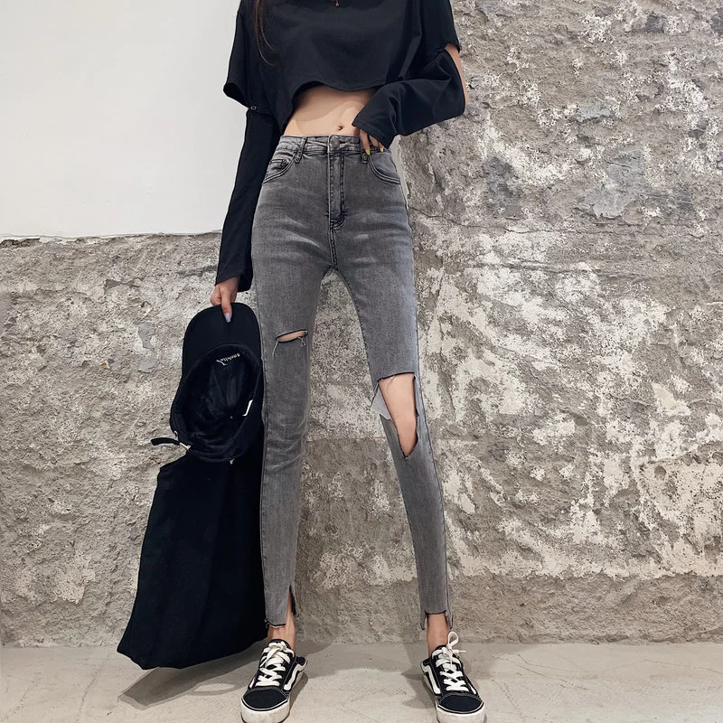 New Chic Fashion Hole Skinny Jeans Woman High Waist Black Gray Solid Elastic Denim Pencil Pants Woman Casual Vintage Jean Ladies
New Chic Fashion Hole Skinny Jeans Woman High Waist Black Gray Solid Elastic Denim Pencil Pants Woman Casual Vintage Jean Ladies
