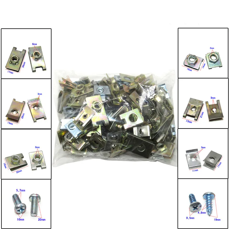 100Pcs Mixed Car License Plate Screw Iron Sheet Self-Tapping Base Fixed U-Shaped Leaf Metal Clips Automobiles Parts Accessories
100Pcs Mixed Car License Plate Screw Iron Sheet Self-Tapping Base Fixed U-Shaped Leaf Metal Clips Automobiles Parts Accessories