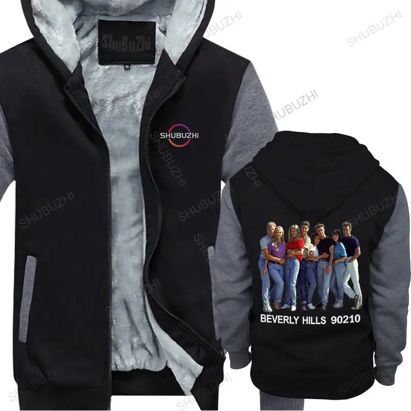 

homme brand cotton thick hoodie zipper black new BEVERLY HILLS 90210 men fashion warm hooded coat funny sweatshirt hoody