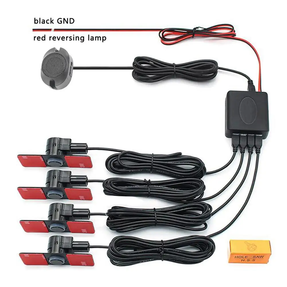 

4 Sensors Buzzer 16.5mm Car Parking Sensor Kit Reversing Radar Sound Alert Indicator Probe System Pz330-xk16.5