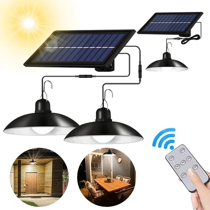 Solar Pendant Light Waterproof Double Head Outdoor Indoor Lamp With Cable Suitable For Chandelier Decorations courtyard Garden 
Solar Pendant Light Waterproof Double Head Outdoor Indoor Lamp With Cable Suitable For Chandelier Decorations courtyard Garden