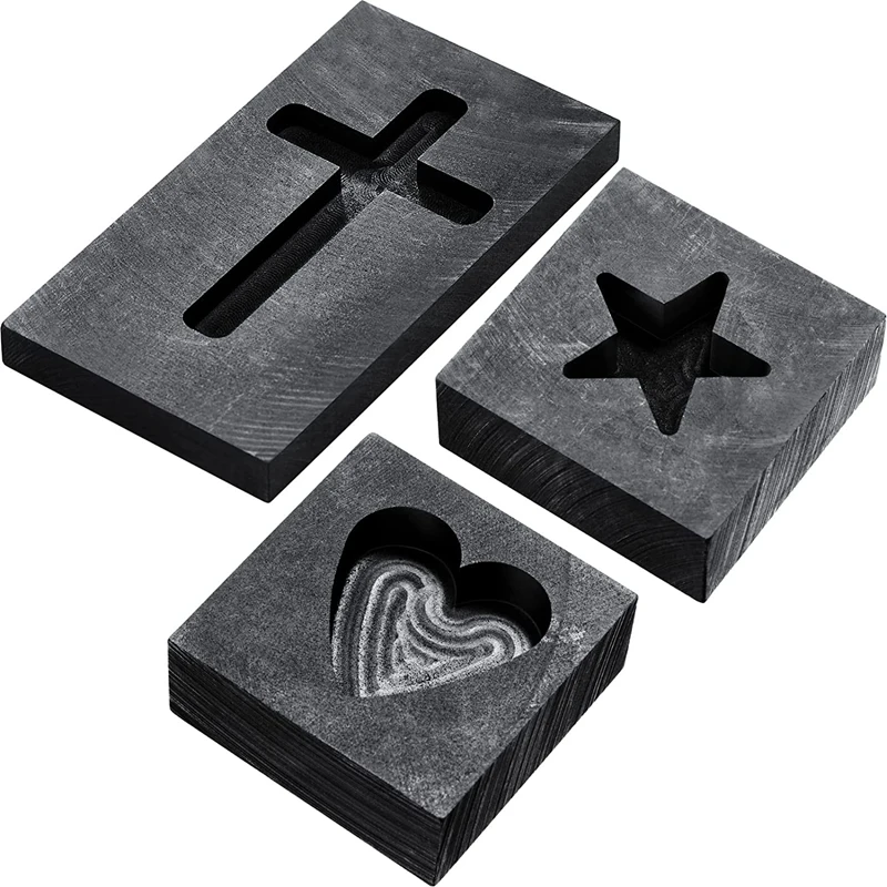 3 Pcs Heart Star Cross Graphite Casting Ingot Mold Metal Refining Scrap Melting Casting Mould For Smelting Gold Silver
3 Pcs Heart Star Cross Graphite Casting Ingot Mold Metal Refining Scrap Melting Casting Mould For Smelting Gold Silver