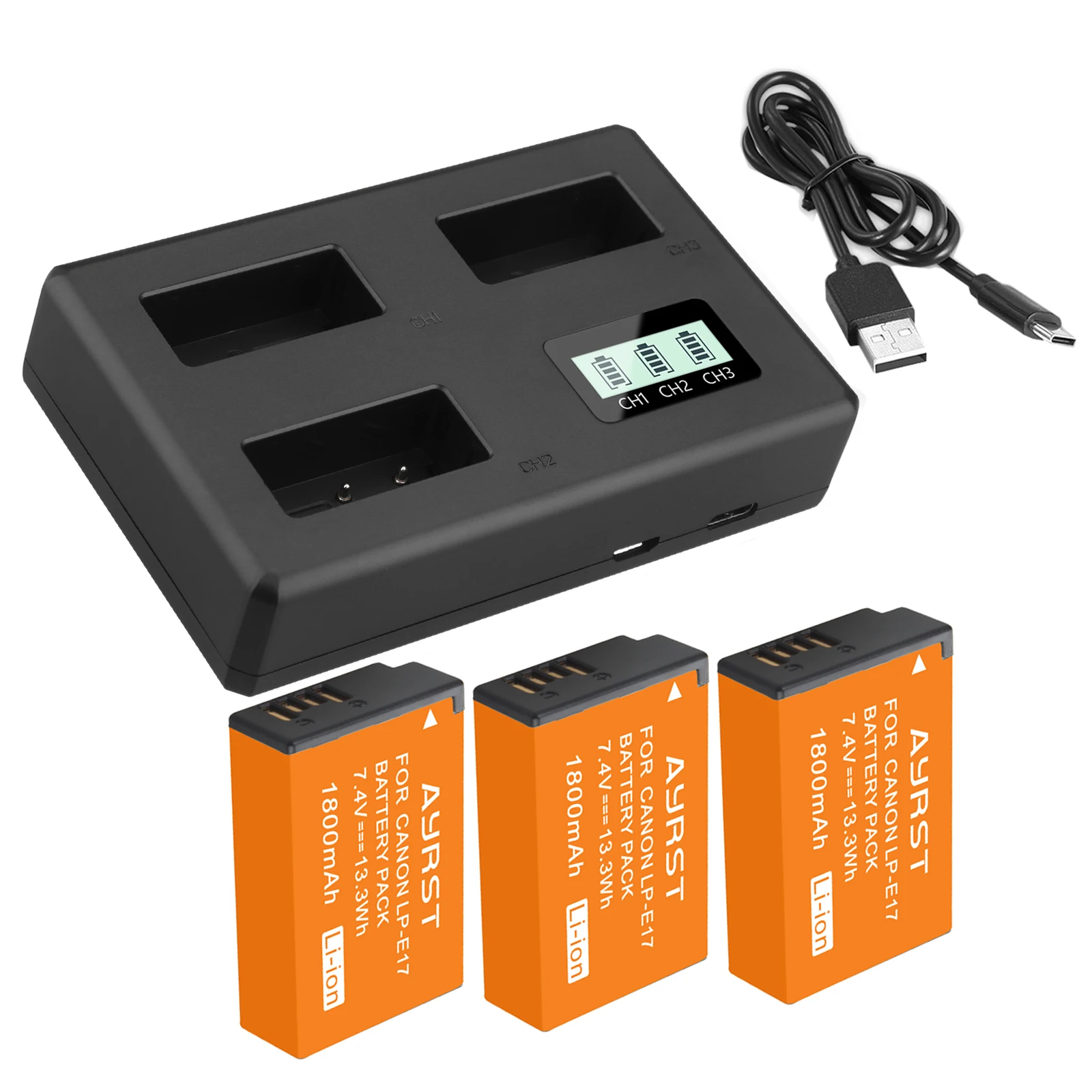 

LPE17 LP E17 LP-E17 Battery+3 Channel Charger for Canon EOS 200D M3 M6 750D 760D T6i T6s 800D 8000D Kiss X8i Cameras