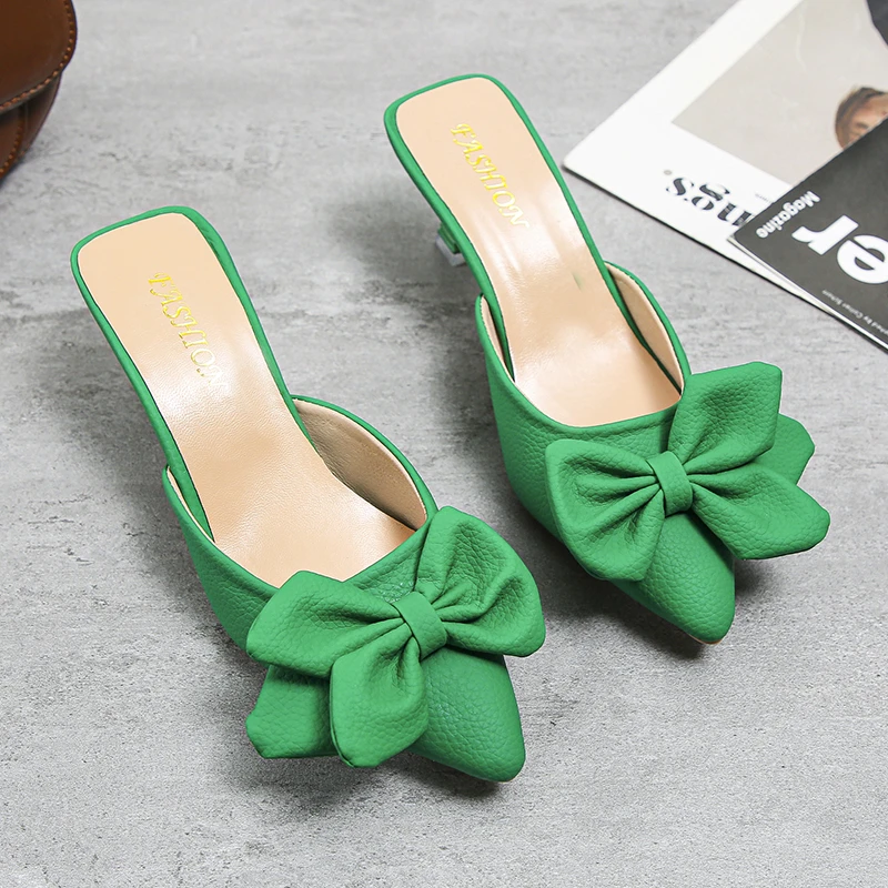Solid Color Baotou Large Size Half Slippers Women 2022 Summer New Fashion Stiletto Pointed Bow High-heeled Women's Shoes
Solid Color Baotou Large Size Half Slippers Women 2022 Summer New Fashion Stiletto Pointed Bow High-heeled Women's Shoes