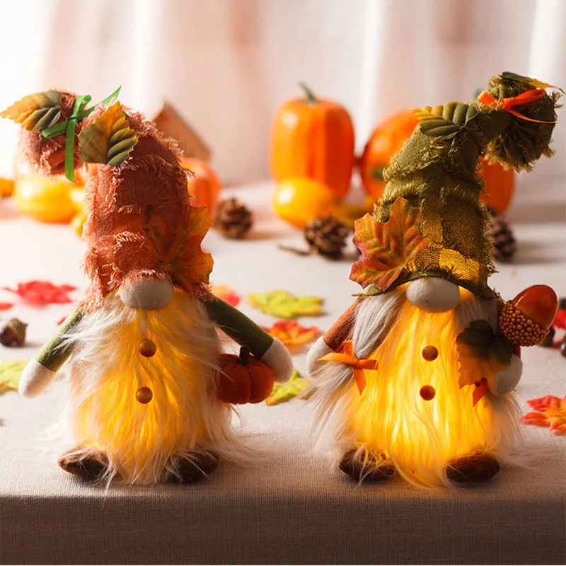 Harvest Thanksgiving Dwarf Dolls with lights and maple leaf Halloween flashing decorative toys Home store shool decor kid gift
Harvest Thanksgiving Dwarf Dolls with lights and maple leaf Halloween flashing decorative toys Home store shool decor kid gift