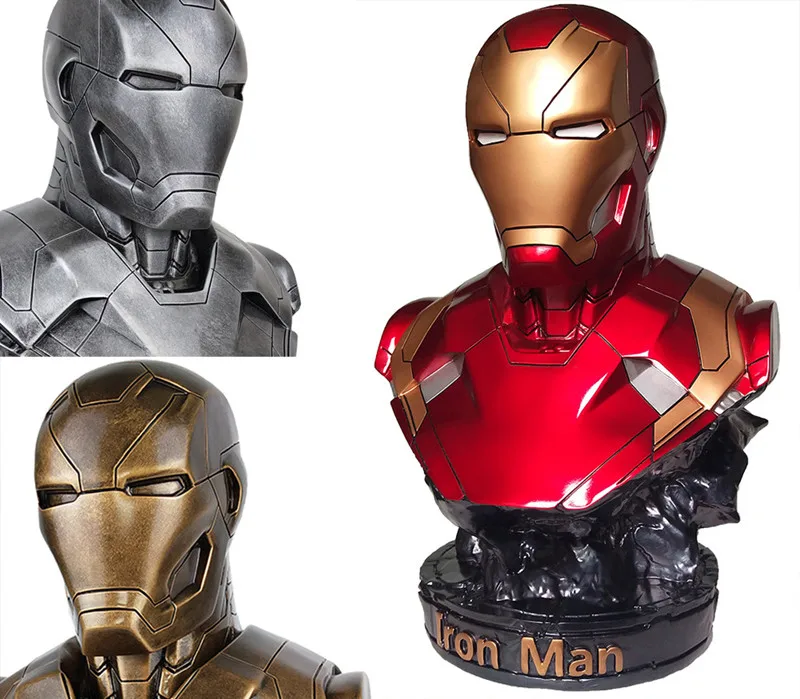 

35cm Marvel Super hero Iron Man 1:1 MK46 Head bust Portrait With GK Action Figure Resin statue Collectible Model Toy adult gift