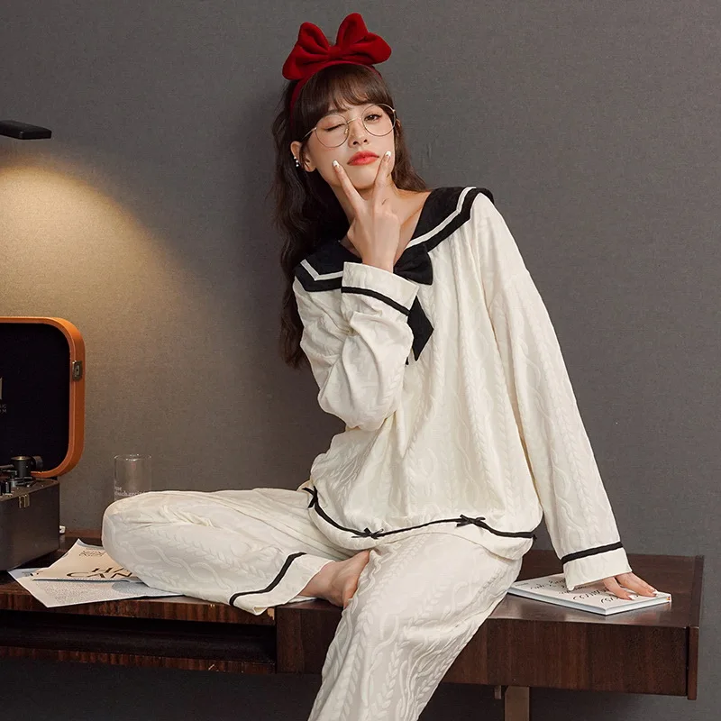 Women Pajama Sets Autumn Lace Square Collar Sleepwear Princess Long Sleeve Ruffles Pyjamas Lounge Student Sweet Outwear Two Pcs
Women Pajama Sets Autumn Lace Square Collar Sleepwear Princess Long Sleeve Ruffles Pyjamas Lounge Student Sweet Outwear Two Pcs