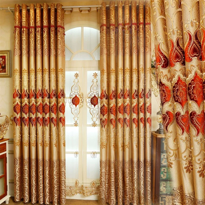 Golden Color Blackout Embroidered Royal Curtains Sets Sheer European Floral Pattern Thermal Insulated For Bedroom Living Room
Golden Color Blackout Embroidered Royal Curtains Sets Sheer European Floral Pattern Thermal Insulated For Bedroom Living Room