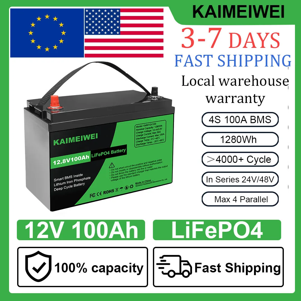 EU Stock ! Duty-free ! 12v 100Ah LiFePO4 Battery Pack Lithium Iron Phosphate Battery for Solar Power System RV House Trolling
EU Stock ! Duty-free ! 12v 100Ah LiFePO4 Battery Pack Lithium Iron Phosphate Battery for Solar Power System RV House Trolling