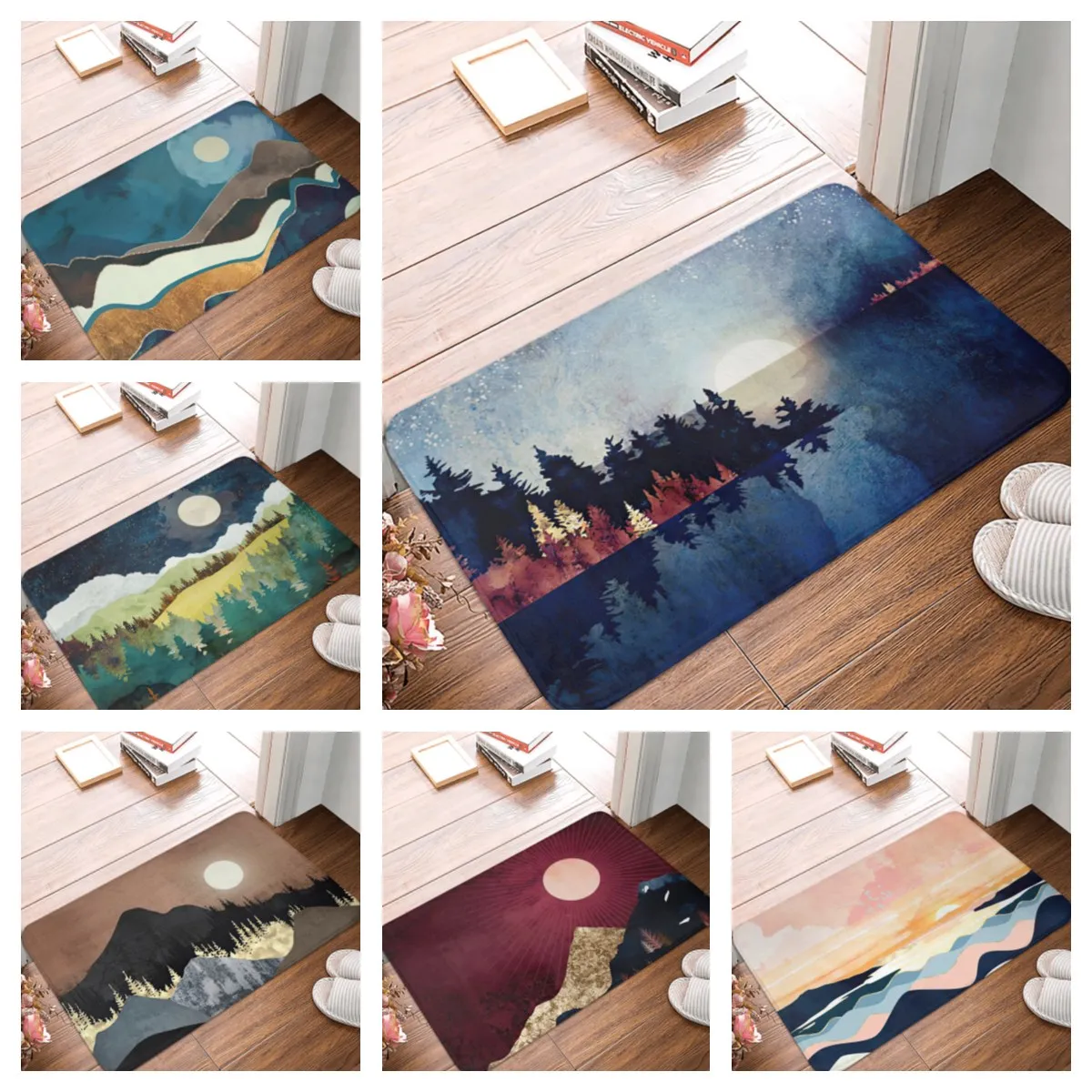 

1 Pcs Printed Floor Mats Sunset Door Mat Kitchen Carpet Anti Slip Washable Rugs for Kitchen Absorbent Doormat funny doormat