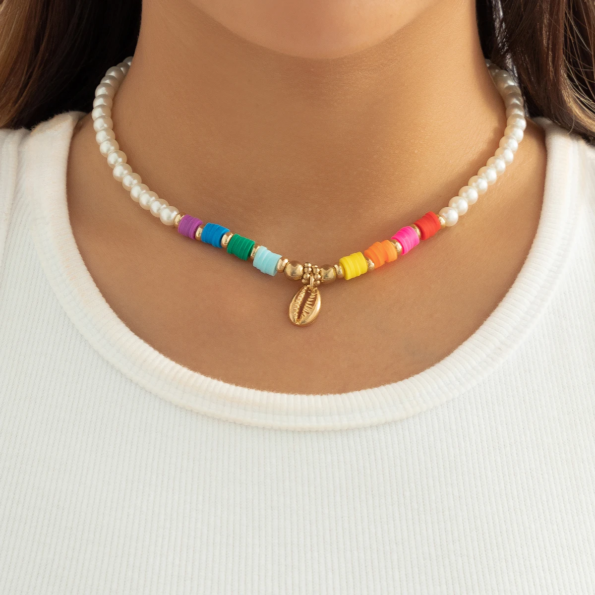Salircon Bohemia Metal Shell Pendant Necklace Beach Imitation Pearls Chain Flat Soft Ceramic Disc Choker Fashion Jewelry
Salircon Bohemia Metal Shell Pendant Necklace Beach Imitation Pearls Chain Flat Soft Ceramic Disc Choker Fashion Jewelry