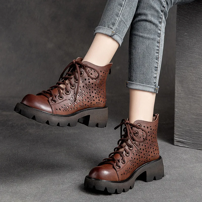 Women Leather Ankle Boots Girls Spring Shoes Hollow Out High Heels Handmade Genuine Leather Women Casual Shoes Boots Street2022
Women Leather Ankle Boots Girls Spring Shoes Hollow Out High Heels Handmade Genuine Leather Women Casual Shoes Boots Street2022