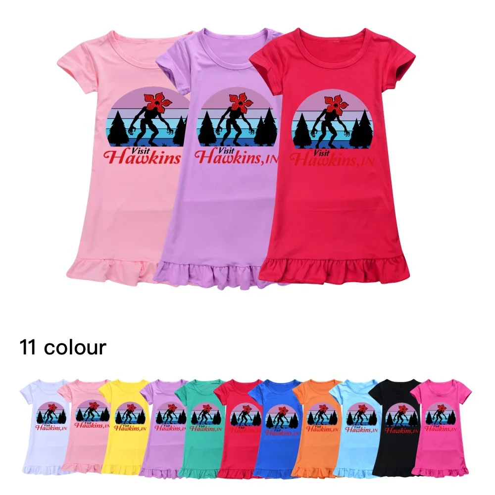 New Kids Clothes Girls Stranger Things 4 Pajamas Dress Summer Short Sleeve Nightgown Children Home Wear Birthday Clothing
New Kids Clothes Girls Stranger Things 4 Pajamas Dress Summer Short Sleeve Nightgown Children Home Wear Birthday Clothing