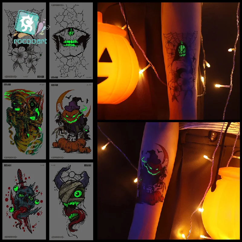 New Halloween Nightlight Tattoo Simulate Horror Personality Temporary Tattoos Sticker Size:90 * 160mm
New Halloween Nightlight Tattoo Simulate Horror Personality Temporary Tattoos Sticker Size:90 * 160mm