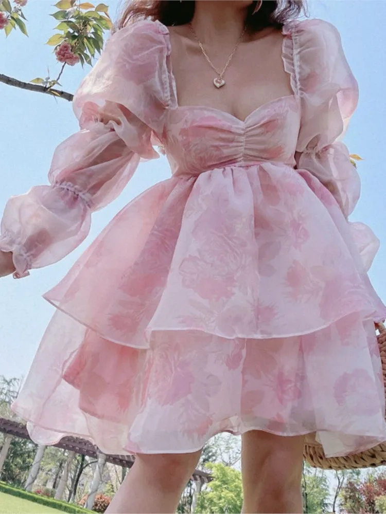 Summer Fairy Princess Puff Sleeve Long-sleeved Party Dress Temperament Fashionable Mesh Square Collar A-line Evening Dress
Summer Fairy Princess Puff Sleeve Long-sleeved Party Dress Temperament Fashionable Mesh Square Collar A-line Evening Dress