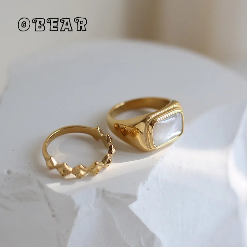 Geometric Square White Shells Ring Women Stainless Steel Plating 18k Fashion Temperament Anniversary Party Jewelry Gift
Geometric Square White Shells Ring Women Stainless Steel Plating 18k Fashion Temperament Anniversary Party Jewelry Gift