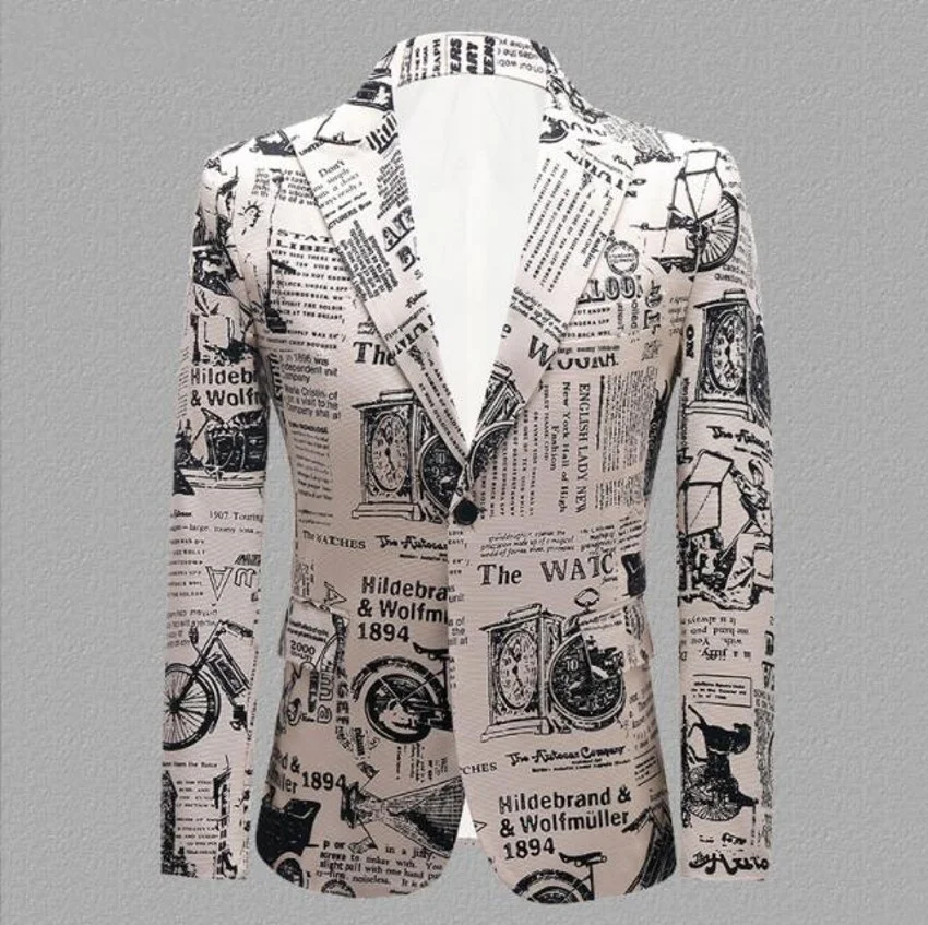 Newspaper Personalized New Men Printing Jackets Outerwear Wedding Presenter Coat Dresses s Korean Nightclubs Bars Suits
Newspaper Personalized New Men Printing Jackets Outerwear Wedding Presenter Coat Dresses s Korean Nightclubs Bars Suits