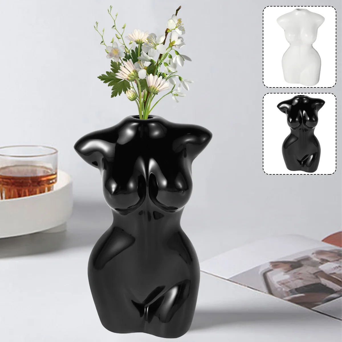 Artistic Ceramic Body Vase 12x7.5CM Ceramic Flower Vase Bohemian Style White Body Flowers Vase Modern Art Desktop Decoration
Artistic Ceramic Body Vase 12x7.5CM Ceramic Flower Vase Bohemian Style White Body Flowers Vase Modern Art Desktop Decoration