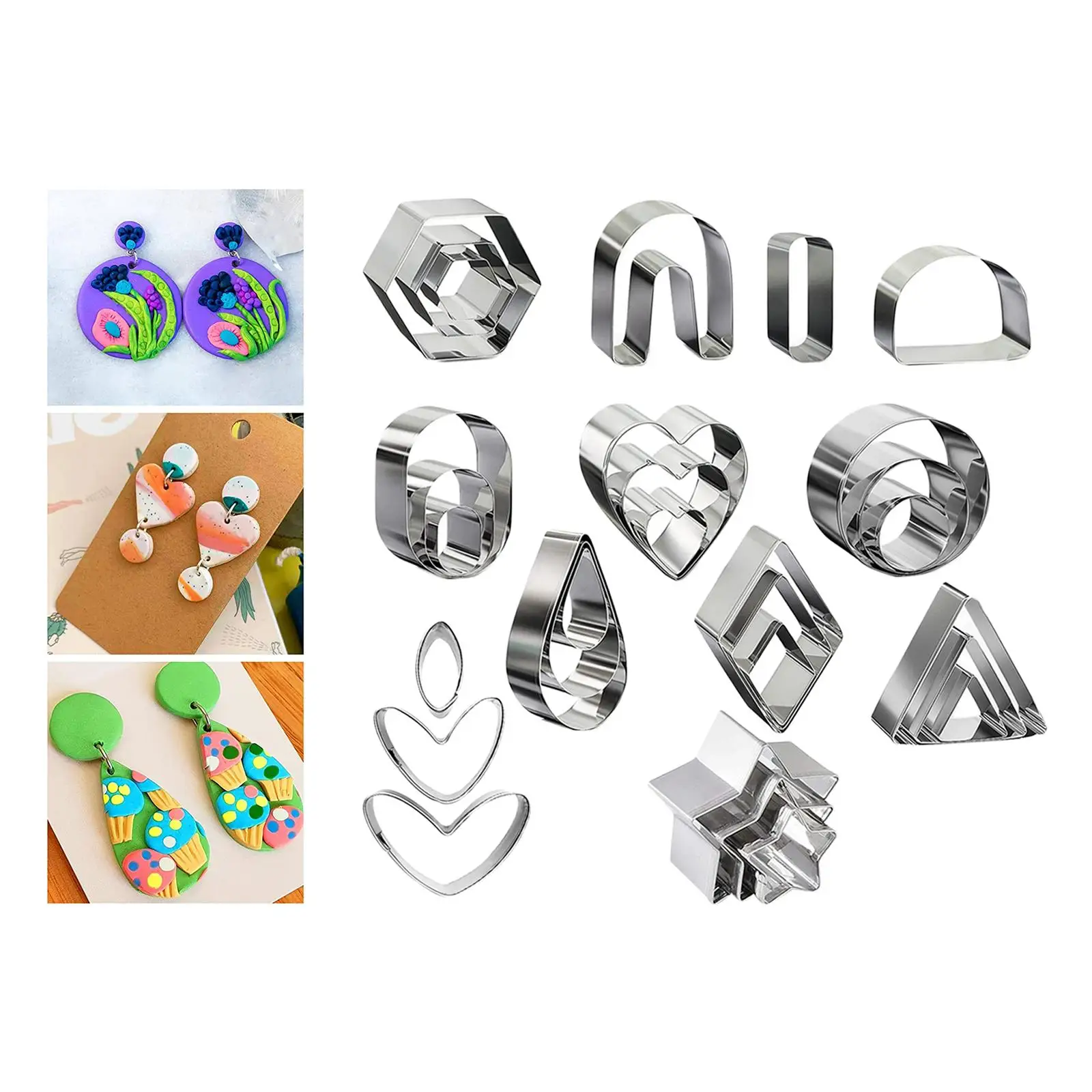 Stainless Steel Polymer Clay Earring Cutters Baking Mould Handmade DIY Craft for Kitchen Baking Designer Jewelry Making Cake
Stainless Steel Polymer Clay Earring Cutters Baking Mould Handmade DIY Craft for Kitchen Baking Designer Jewelry Making Cake