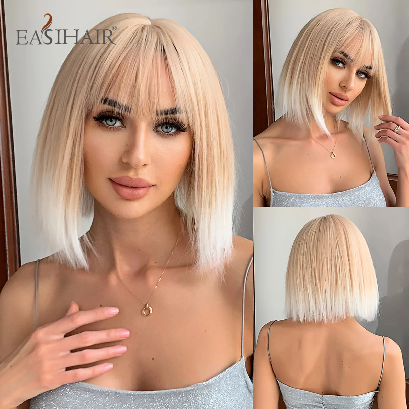 EASIHAIR короткие прямые парики боб Омбре Платиновый синтетический парик для женщин термостойкий косплей натуральные волосы блонд парик с челкой
EASIHAIR короткие прямые парики боб Омбре Платиновый синтетический парик для женщин термостойкий косплей натуральные волосы блонд парик с челкой