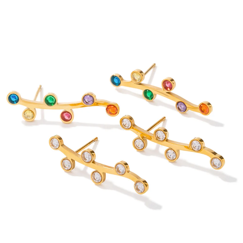 Stainless Steel PVD 18K Gold Plated Tarnish Waterproof Colorful Rhinestone Earrings For Woman Jewelry Wholesale Trendy
Stainless Steel PVD 18K Gold Plated Tarnish Waterproof Colorful Rhinestone Earrings For Woman Jewelry Wholesale Trendy