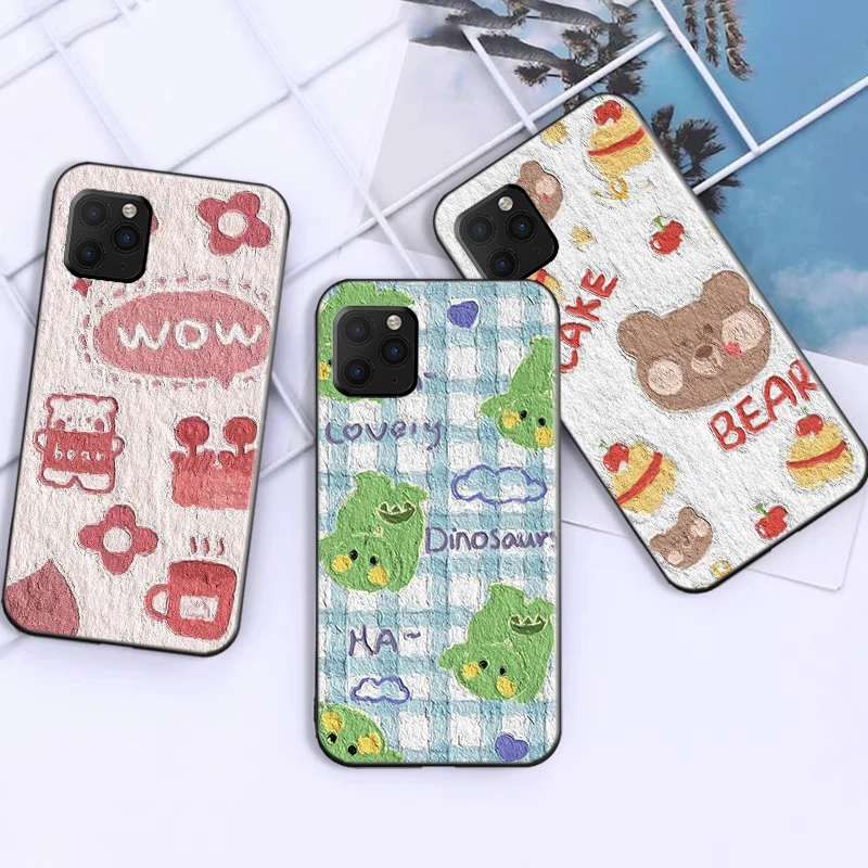 Cute Cartoon Bear Oil Painting Phone Case For Funda iPhone 11 13 Pro Max 12 Mini X XR XS Max 6 6s 7 8 Plus Funda Celular Black 
Cute Cartoon Bear Oil Painting Phone Case For Funda iPhone 11 13 Pro Max 12 Mini X XR XS Max 6 6s 7 8 Plus Funda Celular Black