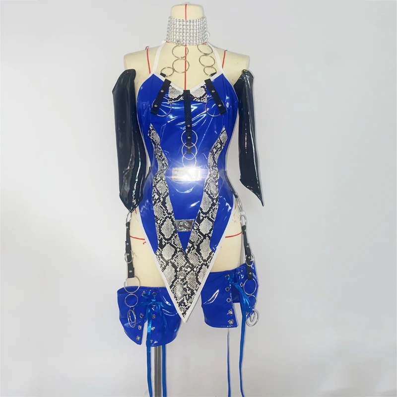 Women's Blue Patent Leather Ring High Cut Bodysuit Dress Female Dj Ds Gogo Costume Pole Dance Clothing Festival Outfit XS3830
Women's Blue Patent Leather Ring High Cut Bodysuit Dress Female Dj Ds Gogo Costume Pole Dance Clothing Festival Outfit XS3830