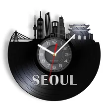 Seoul Architecture Wall Decor Home Decorative Wall Clock Handmade Seoul Vinyl Record Wall Clock South Korea Seoul Travel Gift