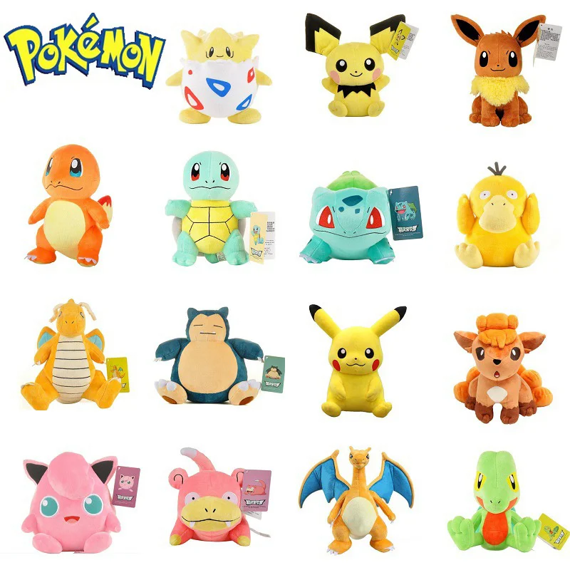 Плюшевая кукла Покемон, Пикачу, тряпичная кукла, Бульбазавр, Сквиртл, Charizard Psyduck, 25 см пуховая хлопчатобумажная игрушка, модель, подарок для детей