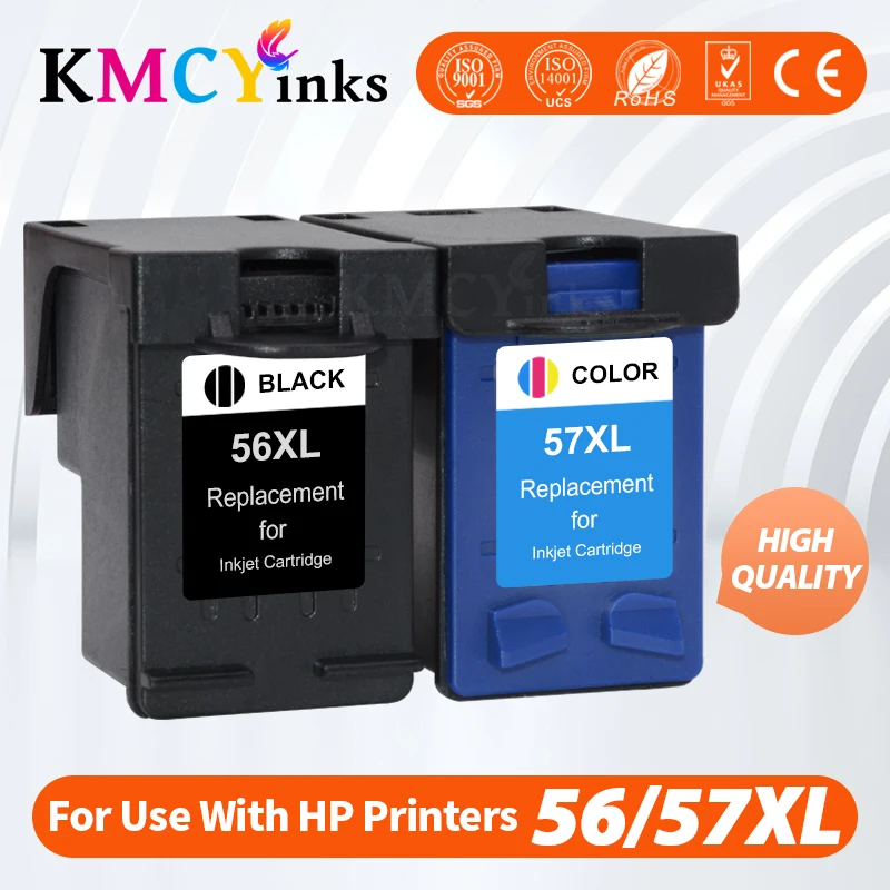 

KMCYinks Replacement ink cartridge for HP 56 57 XL 1110 1200 1210 1210V 1215 1219 1310 1312 5550 5650 7760 9650 PSC 1315 1350