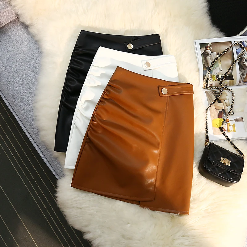 Faux Leather Woman Skirts Mini Folds Sexy Button Side Split Empire Casual Vintage Harajuku Skirt Solid Fashion Clothing
Faux Leather Woman Skirts Mini Folds Sexy Button Side Split Empire Casual Vintage Harajuku Skirt Solid Fashion Clothing