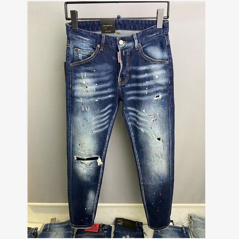 

2022 DSQUARED2 женские/мужские джинсы с дырками, брюки-карандаш, мотоциклетвечерние ничные повседневные брюки, уличная джинсовая одежда 9822 #