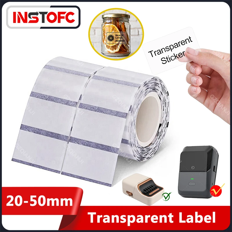 P2 Transparent Label Rolls Tape 20-50mm Various Size Tear-resistant Waterproof Self-adhesive Sticker for GZL2006 Thermal Printer
P2 Transparent Label Rolls Tape 20-50mm Various Size Tear-resistant Waterproof Self-adhesive Sticker for GZL2006 Thermal Printer