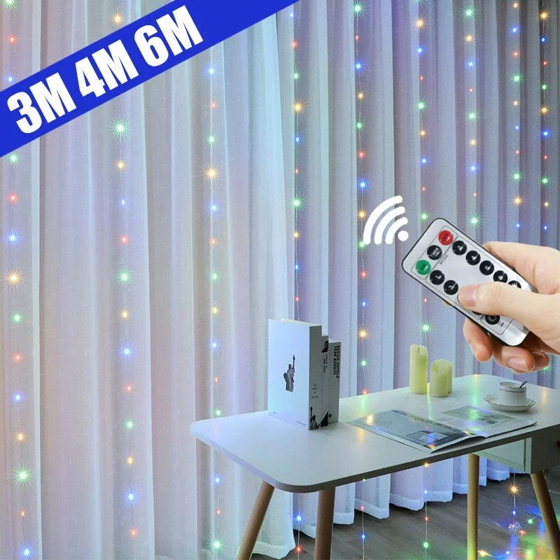 6M LED Garland Curtain Light String USB with Remote Control for Home Room Bedroom Wedding Party Christmas Window Wall Decoration
6M LED Garland Curtain Light String USB with Remote Control for Home Room Bedroom Wedding Party Christmas Window Wall Decoration