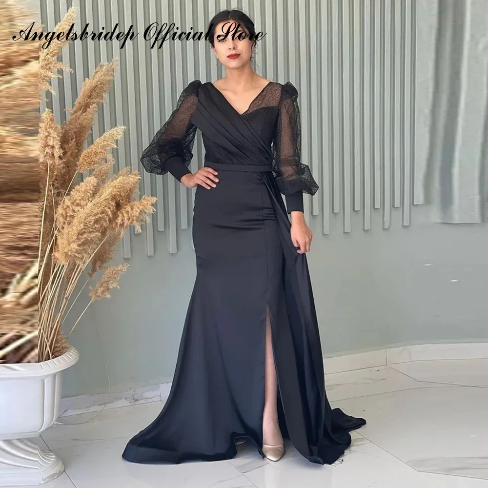 Modest Mermaid Evening Dress V Neck Puff Sleeves Side Slit Satin Women Formal Prom Gowns Special Occasion Dress
Modest Mermaid Evening Dress V Neck Puff Sleeves Side Slit Satin Women Formal Prom Gowns Special Occasion Dress