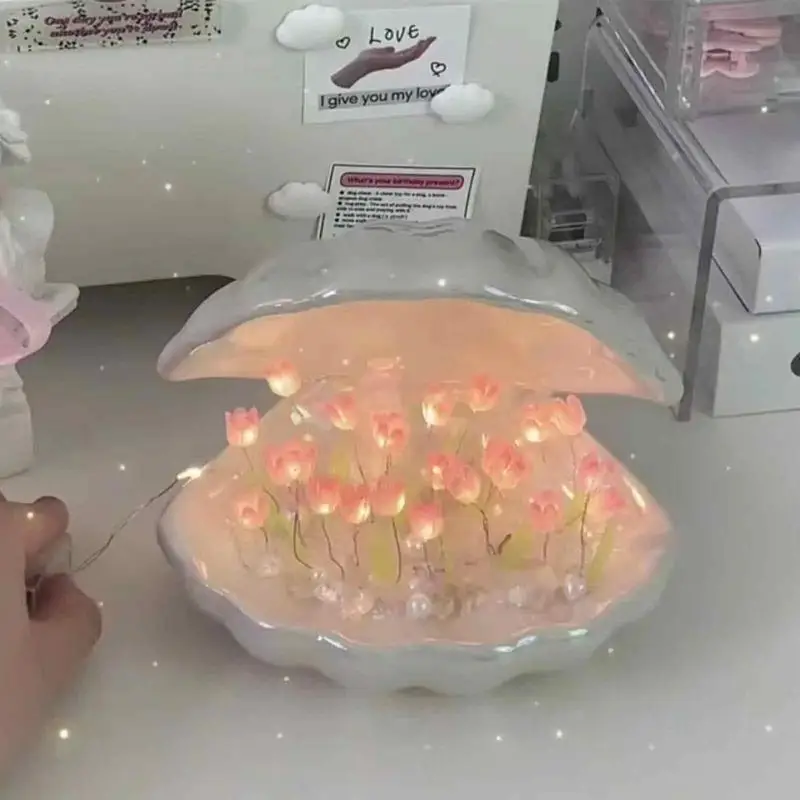 Shell Handmade Artificial Flower Tulip Night Light DIY Material Bedside Sleep Light Home Ornament Girlfriend Birthday Gift
Shell Handmade Artificial Flower Tulip Night Light DIY Material Bedside Sleep Light Home Ornament Girlfriend Birthday Gift