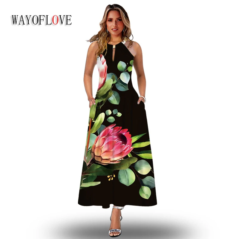 WAYOFLOVE Woman Summer Black Flowers Print Long Dress Vintage Casual Holiday Sleeveless Vestidos Sexy Strap Slim Elegant Dresses
WAYOFLOVE Woman Summer Black Flowers Print Long Dress Vintage Casual Holiday Sleeveless Vestidos Sexy Strap Slim Elegant Dresses