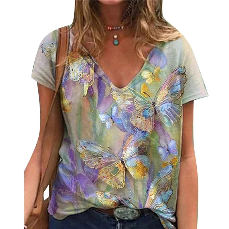 Ladies T-Shirts Tops New Fashion Women's Printed Short-sleeved T-shirt Casual V-neck Hot Sale Tee Shirts 2022 Summer
Ladies T-Shirts Tops New Fashion Women's Printed Short-sleeved T-shirt Casual V-neck Hot Sale Tee Shirts 2022 Summer