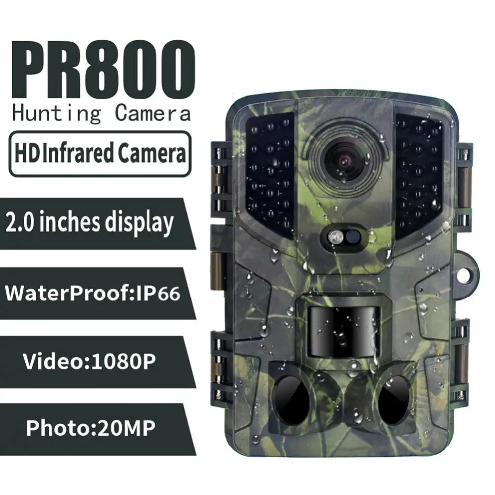 PR800 Wildlife Watching1080P HD IP66 Waterproof Home Cameras 32 Infrared Light Trail Camera Deer Scouting Hunting Tail Camera
PR800 Wildlife Watching1080P HD IP66 Waterproof Home Cameras 32 Infrared Light Trail Camera Deer Scouting Hunting Tail Camera