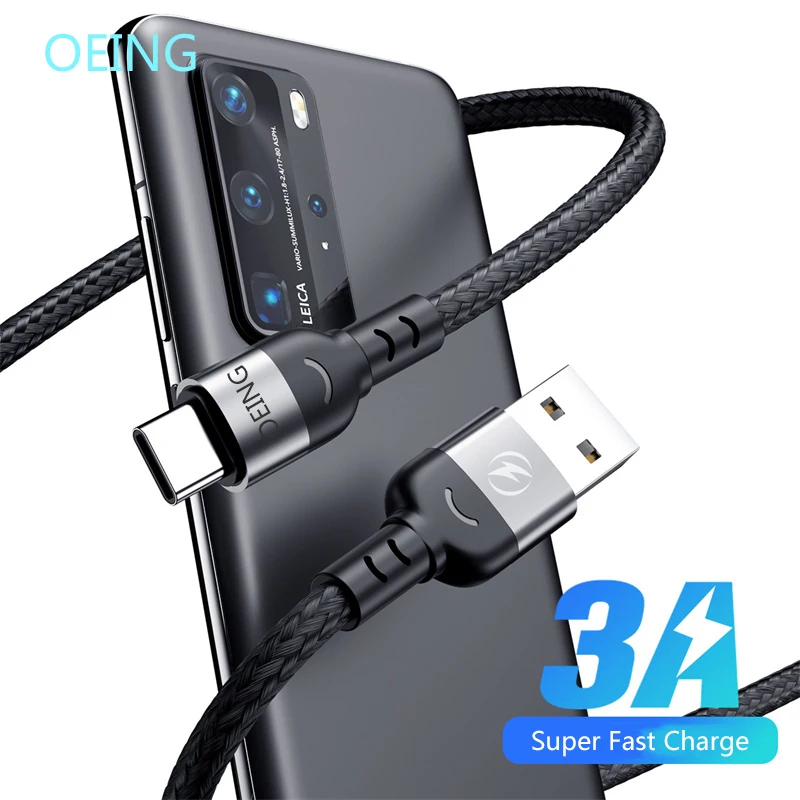 OEING 1M 2M Super Fast Charging Cable 3A Nylon Braided Cable USB Type C Data Cord For Huawei Xiaomi Samsung Charger Cable Cord
OEING 1M 2M Super Fast Charging Cable 3A Nylon Braided Cable USB Type C Data Cord For Huawei Xiaomi Samsung Charger Cable Cord
