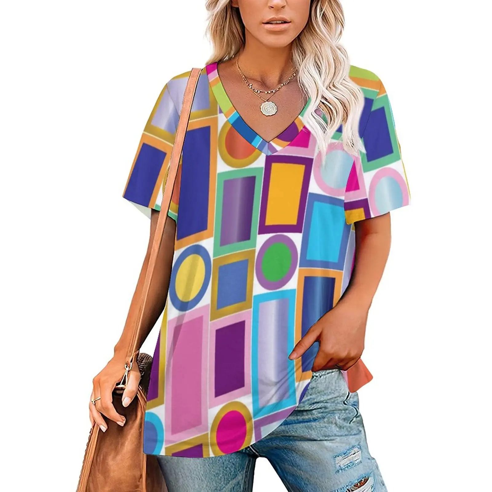 Mid-Century Color Bling T Shirts Geometry Simple V Neck T-Shirt Short Sleeves Kawaii Oversize Tees Sexy Print Tops Birthday Gift
Mid-Century Color Bling T Shirts Geometry Simple V Neck T-Shirt Short Sleeves Kawaii Oversize Tees Sexy Print Tops Birthday Gift