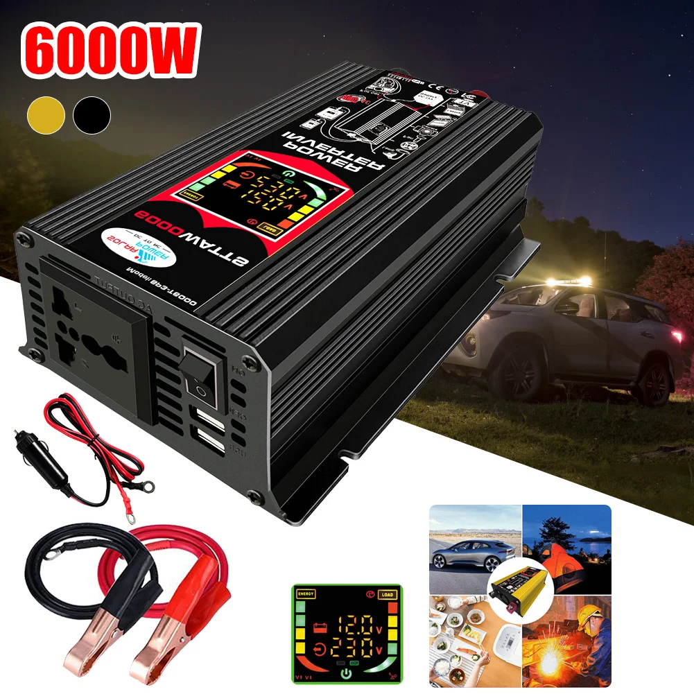 6000W Car Power Inverter LCD Display DC 12V To AC 110/220V Power Converter With Dual USB Ports And AC Outlets Inverter
6000W Car Power Inverter LCD Display DC 12V To AC 110/220V Power Converter With Dual USB Ports And AC Outlets Inverter