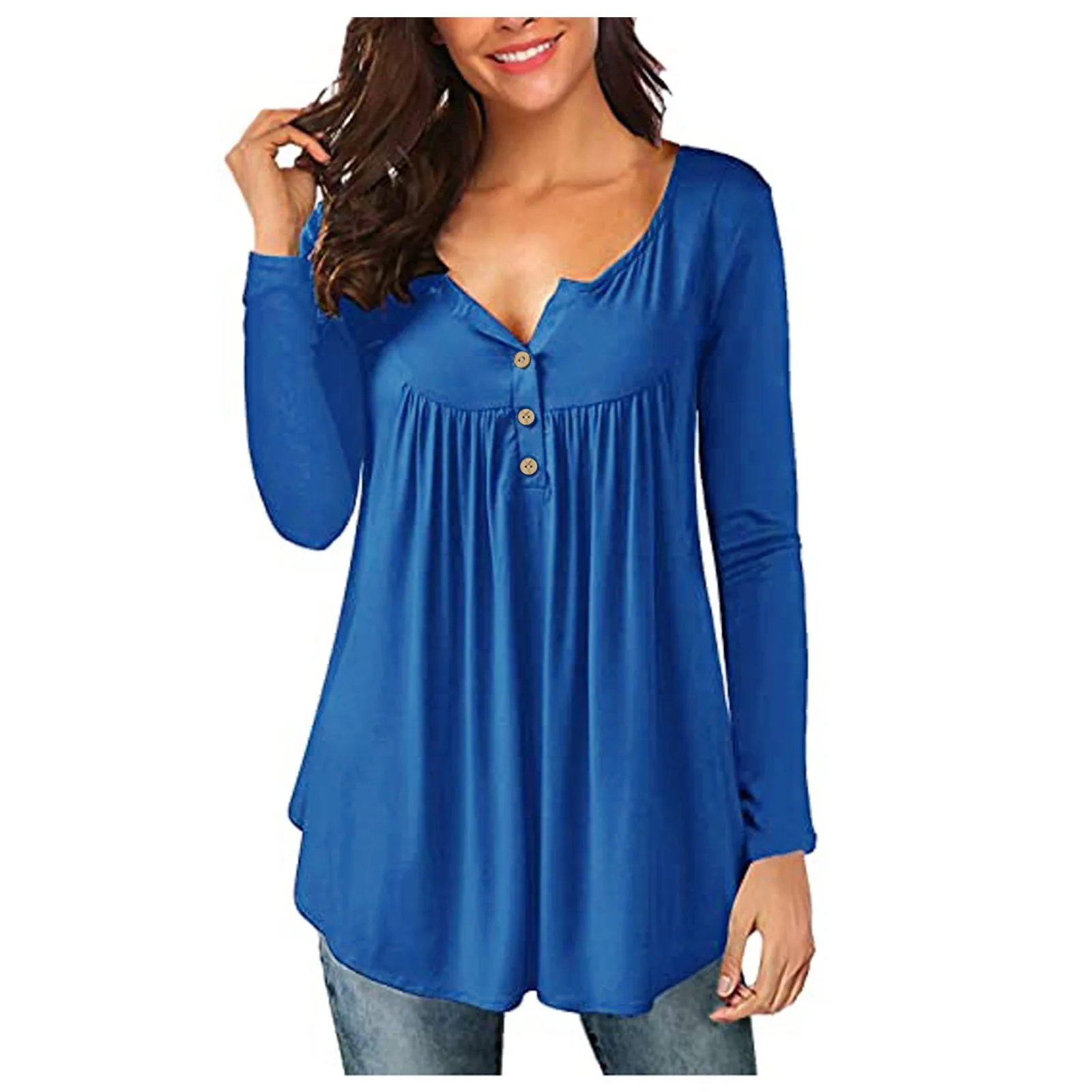 Summer Female Long Sleeve Tops Solid Color Plus Size Pleated Blouse With Button Sexy Blouse Shirt Woman Cloithing 2022
Summer Female Long Sleeve Tops Solid Color Plus Size Pleated Blouse With Button Sexy Blouse Shirt Woman Cloithing 2022