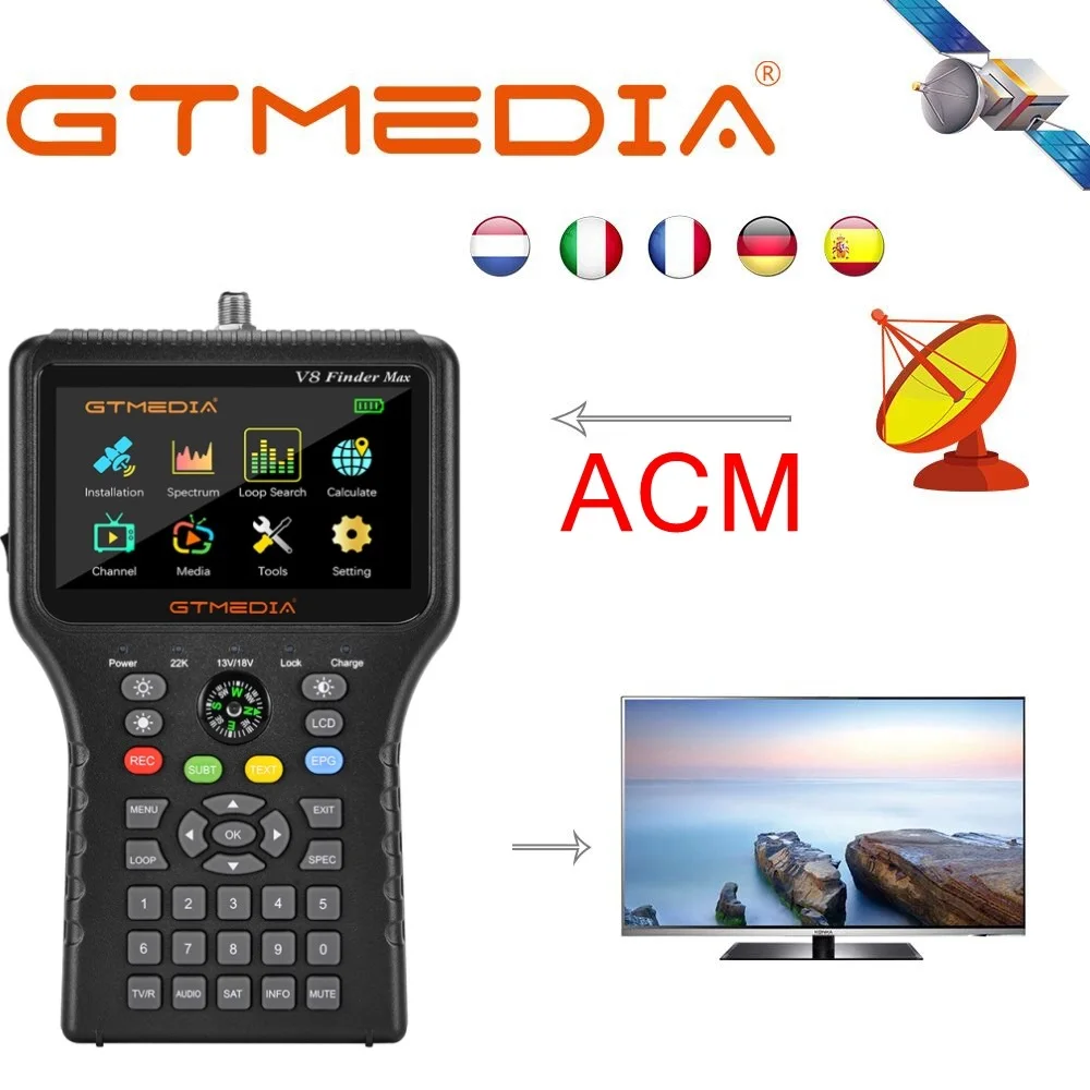 GTMEDIA V8 Finder Max 4 3 дюйма DVB-S2X/S2/S MPEG-2/4 H.264/H.265 1080P HD приемник ТВ-сигнала спутниковый