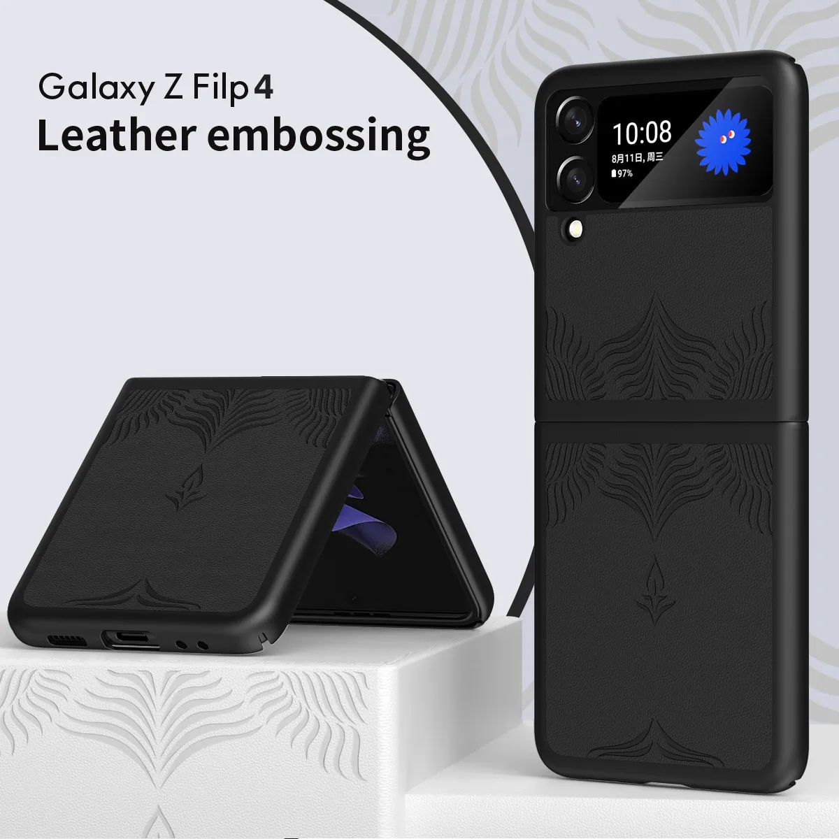 Luxury Leather Embossing Case For Samsung Z Flip 4 Cute Folding Business Shockproof Hard Phone Cover for Galaxy ZFlip 4 ZFlip4
Luxury Leather Embossing Case For Samsung Z Flip 4 Cute Folding Business Shockproof Hard Phone Cover for Galaxy ZFlip 4 ZFlip4