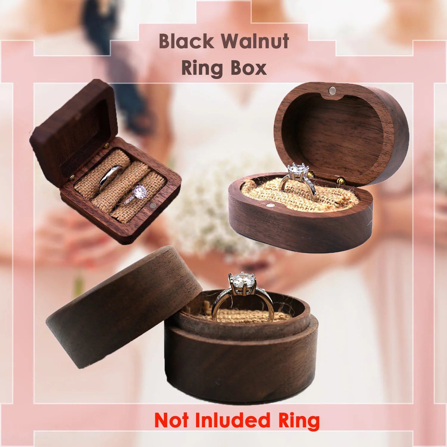 1pcs Black Walnut Wood Jewelry Box Portable Ring Holder For Wedding Wood Ring Organizer Rustic Ring Case Gift Package Display
1pcs Black Walnut Wood Jewelry Box Portable Ring Holder For Wedding Wood Ring Organizer Rustic Ring Case Gift Package Display