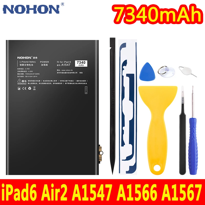 

NOHON Tablet Battery For Apple iPad 6 Air 2 Air2 A1566 A1567 A1547 For iPad6 6th Generation Replacement Lithium Polymer Bateria